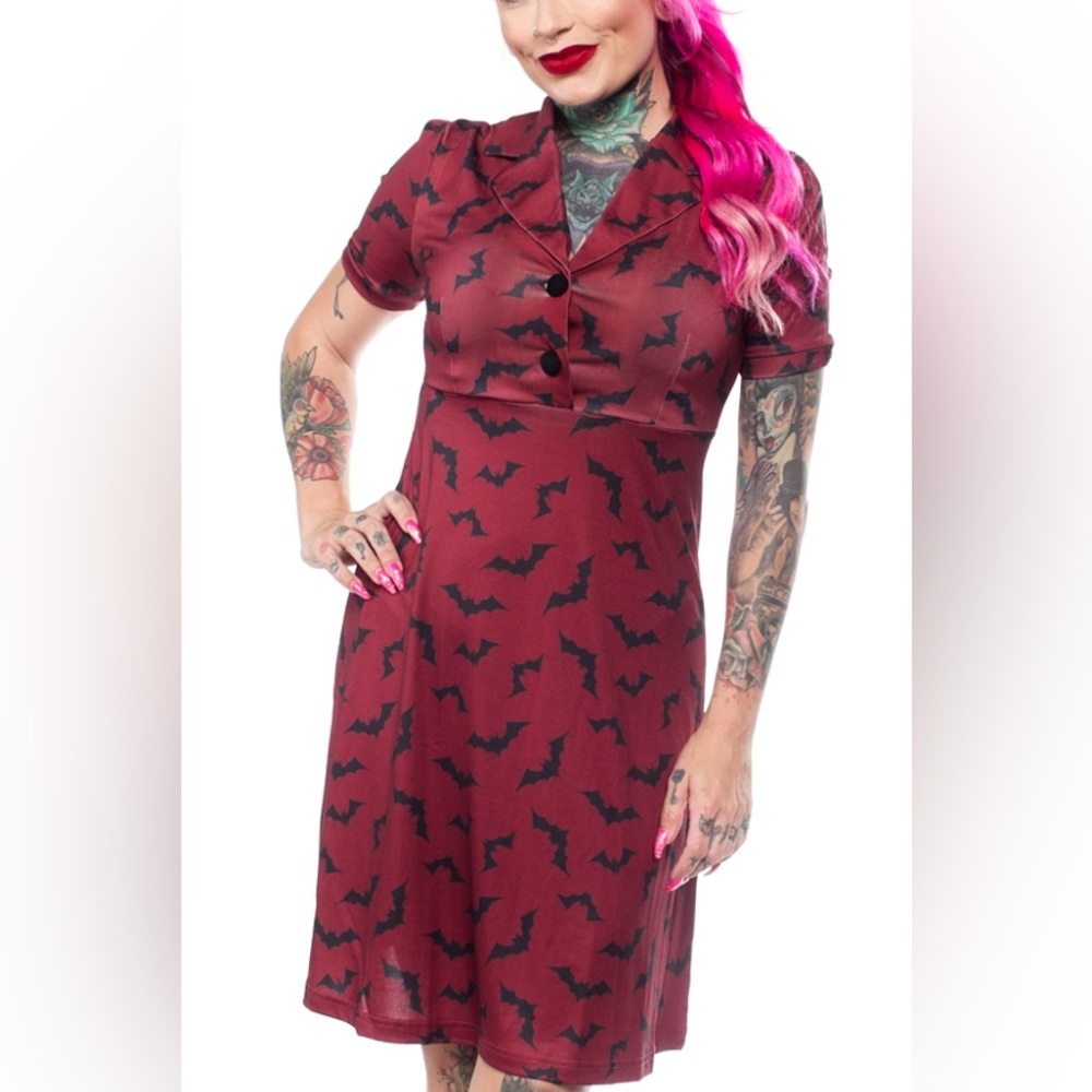 Sourpuss Red Bats Rosie Dress | Plus Size